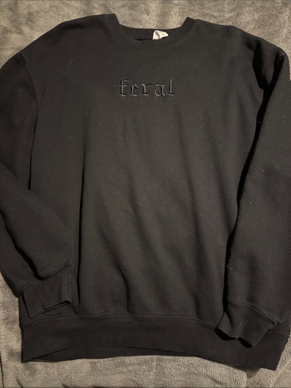 Feral Embroidered Crewneck Sweater - Black